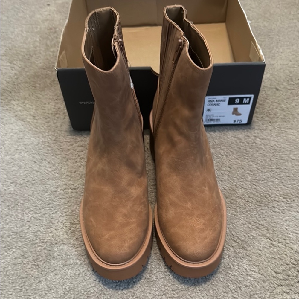 New a.n.a Tan Ankle Boots with Zipper Panels